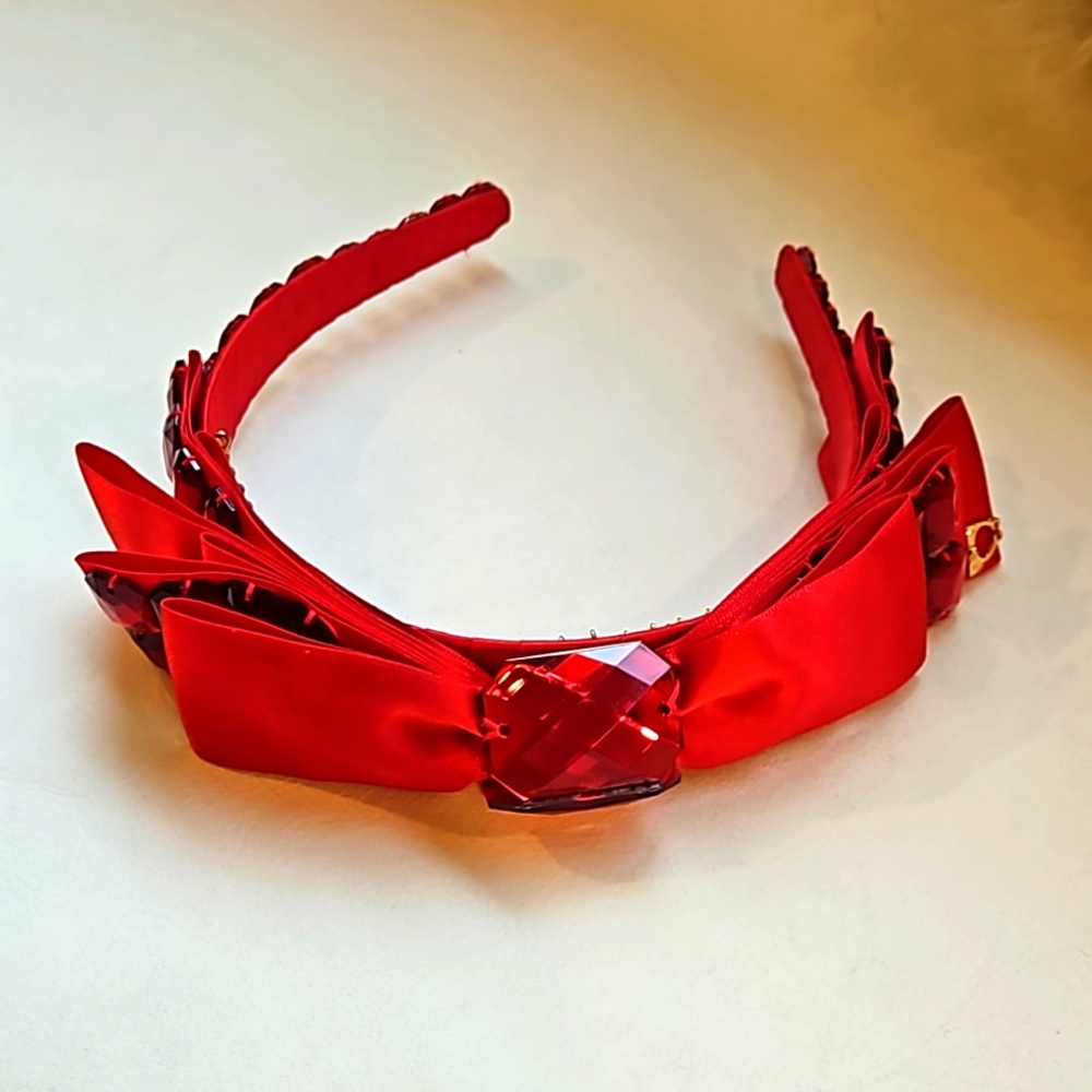 Elegant Red Bow Hairband Perfect Christmas Accessory